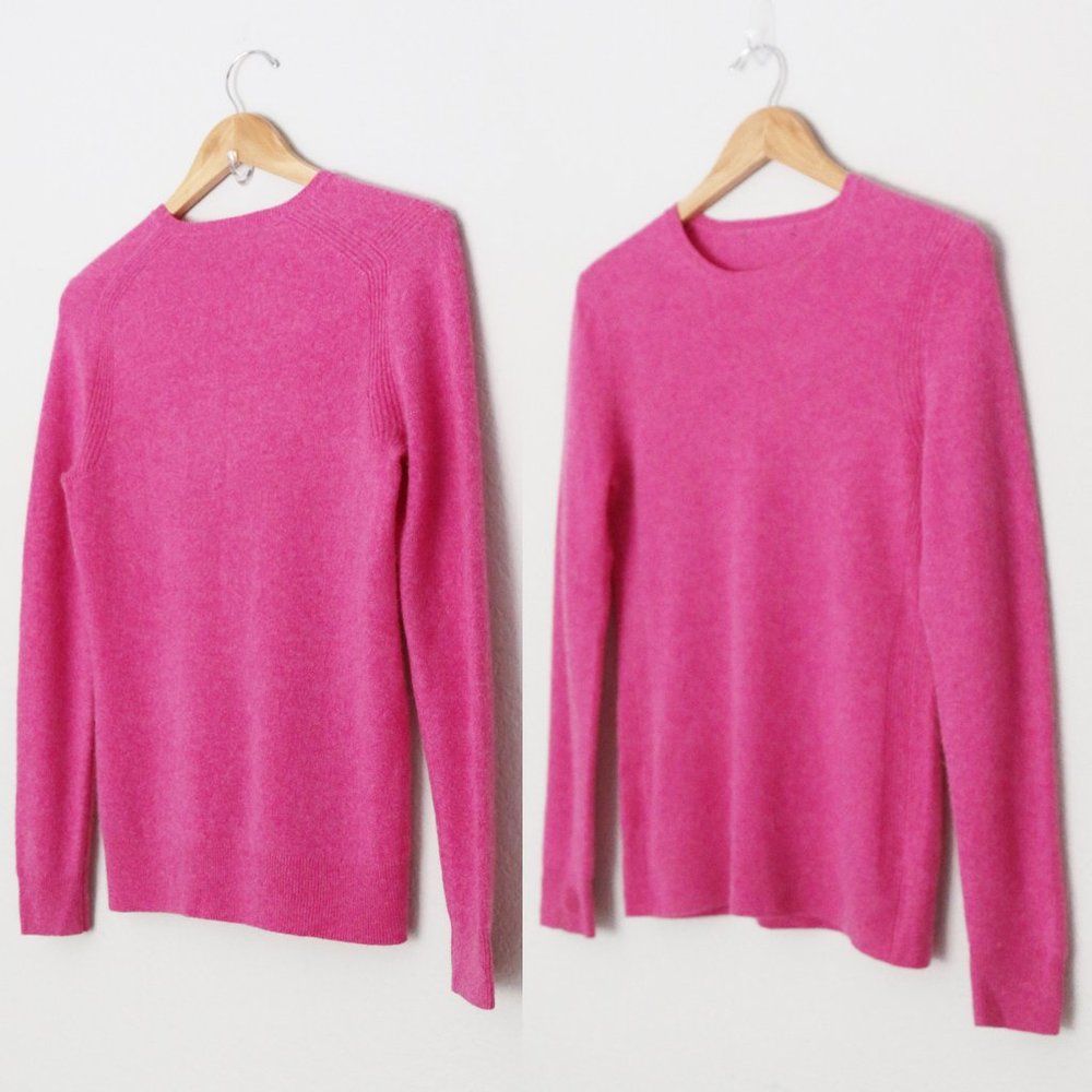 Pink 100% Cashmere Crewneck Pullover Sweater Soft Cozy Lightweight Knit Small S